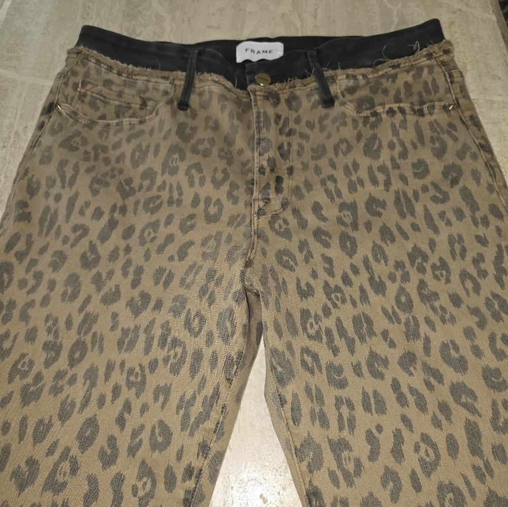 Frame Denim Leopard Print Brown and Black Jeans